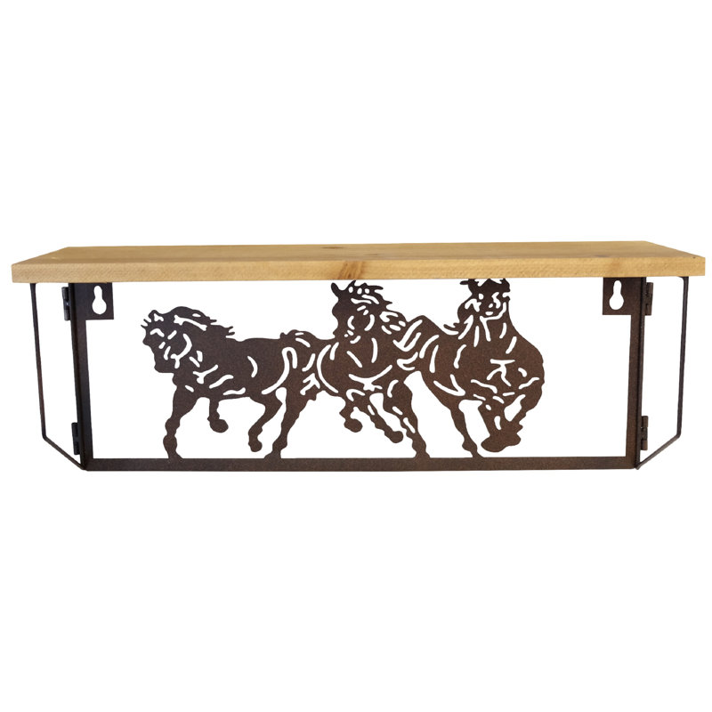 Arbenora Wood and Metal Accent Wall Shelf with Hanging