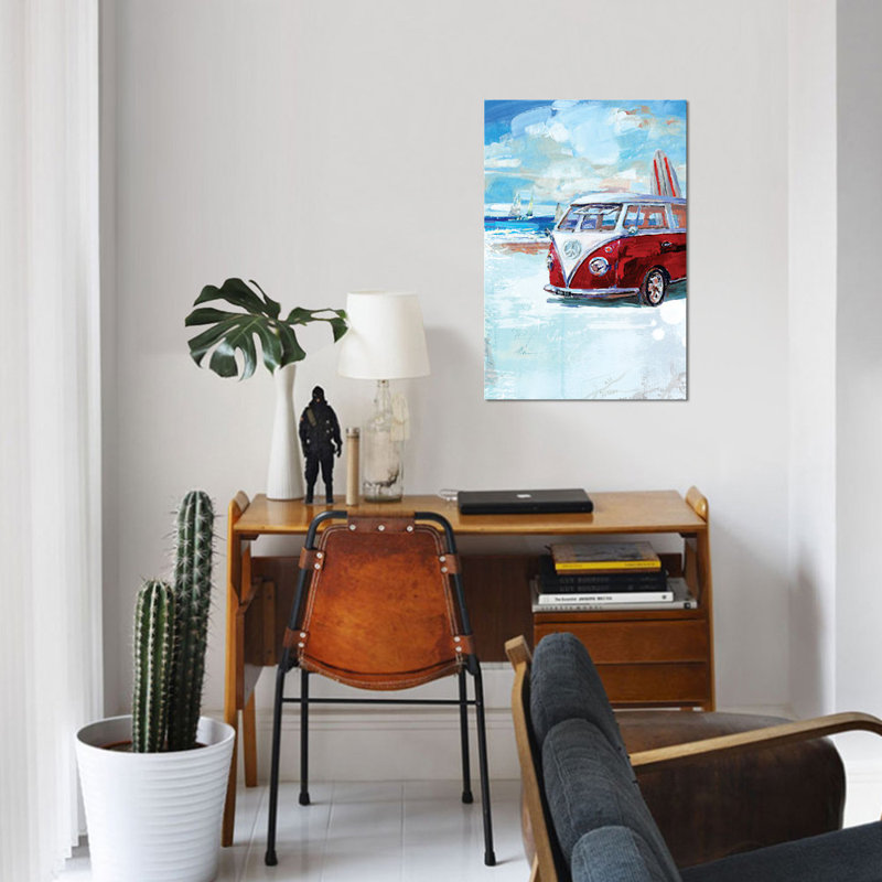 « camper van », reproduction sur toile, H 18 po x l 12 po x P 1,5 po, Pas de tapis, Toile tendue