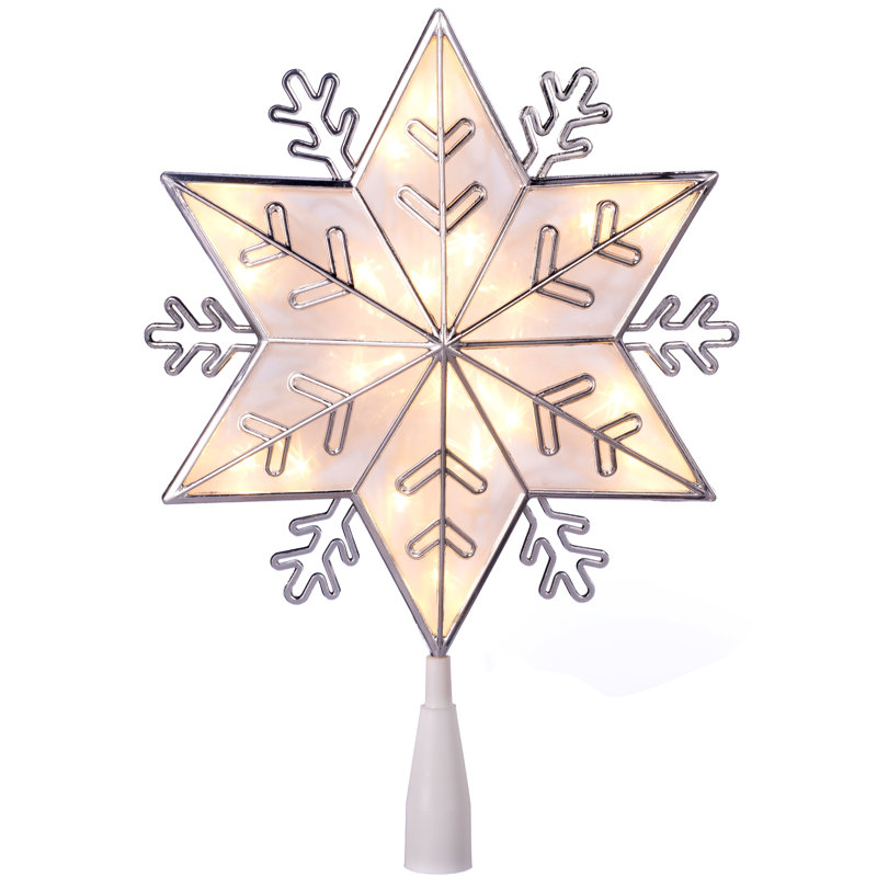 34cm Metal Astrology & Stars Lighted Tree Topper, Silver
