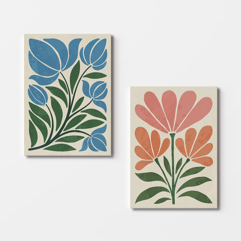 Peinture décorative sur toile (2 pièces), H 19,7 po x l 27,6 po