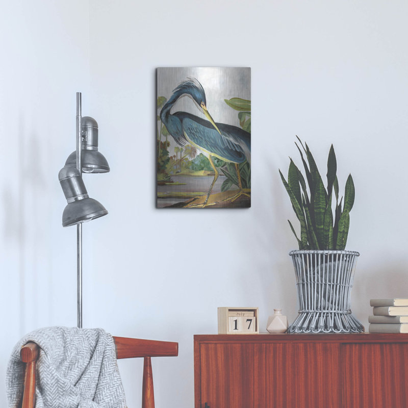 Art mural luxueux «Marsh Heron» par Stellar Design Studio, H 24 po x l 16 po