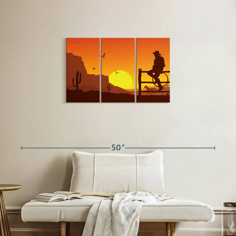 Lelar Western Cowboy Sunset, 20" H x 33" W