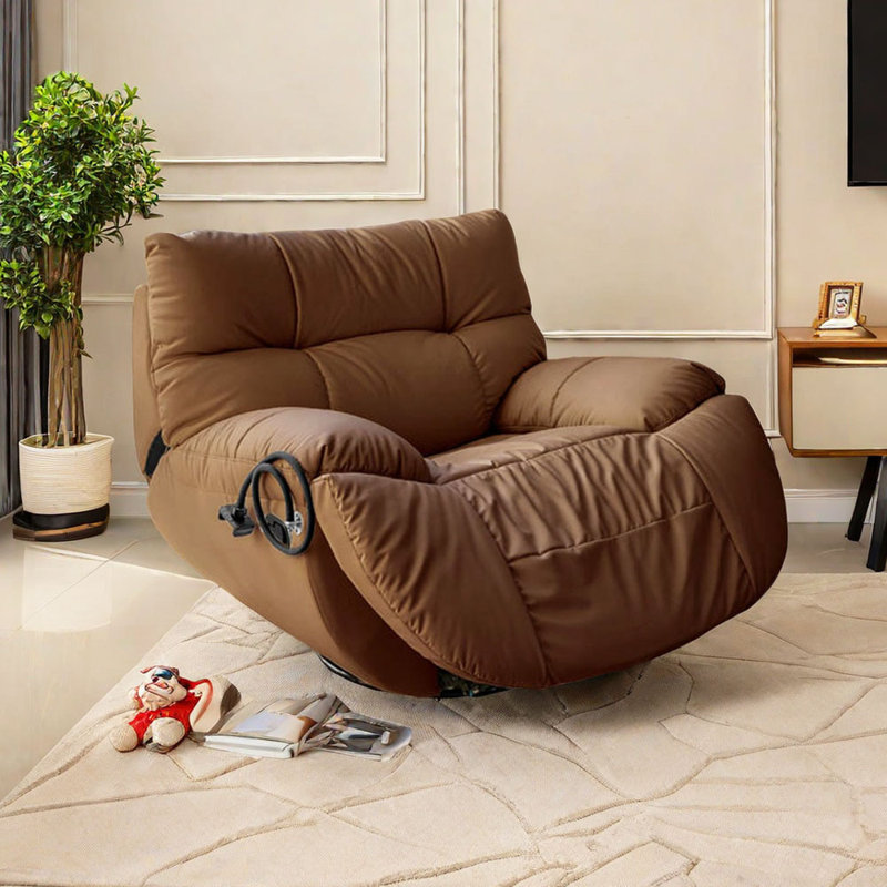 Minisci Faux Leather Recliner, Deep coffee Faux Leather