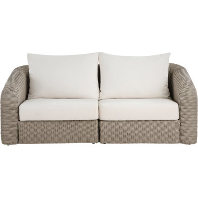 Belleville 85.25" Olefin Water Resistant Fabric And Wicker 2Pc. Outdoor Patio Modular Loveseat