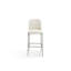 Dion Upholstered Bar Stool In Natural Light Linen And Brushed Nickel Metal