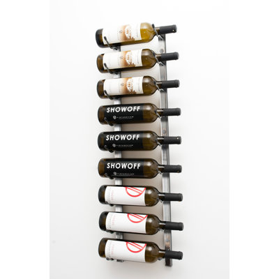 Indurial 9-Bottle Wall-Mounted Metal Wine Rack in Brushed Nickel – 36" Tall by Rebrilliant