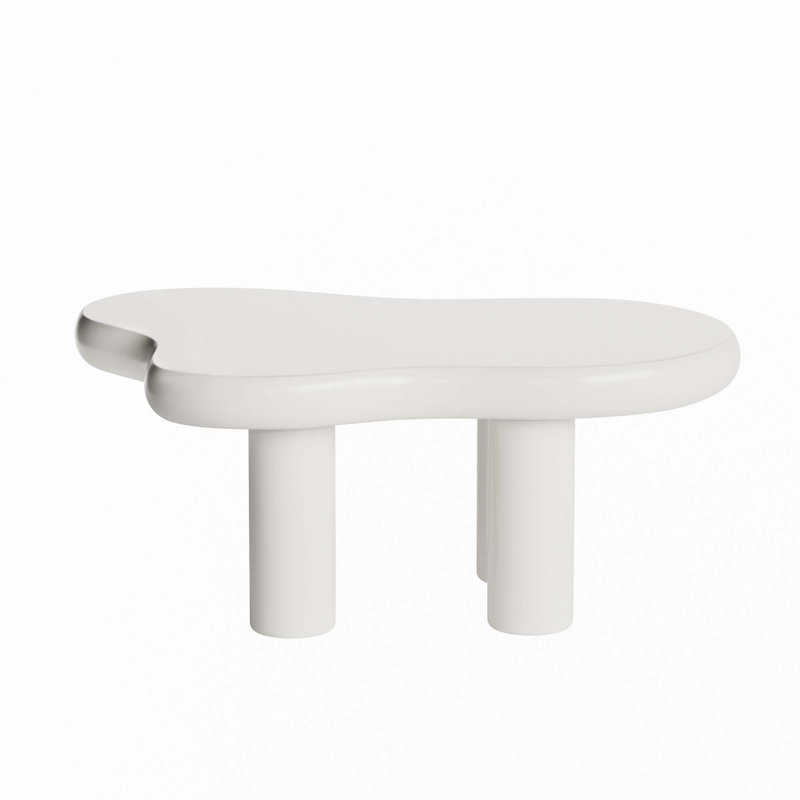 Cloud Coffee Table With 4 Solid Legs, White