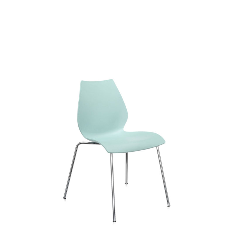 Maui Chair by Vico Magistretti, Light Blue, Chrome Steel