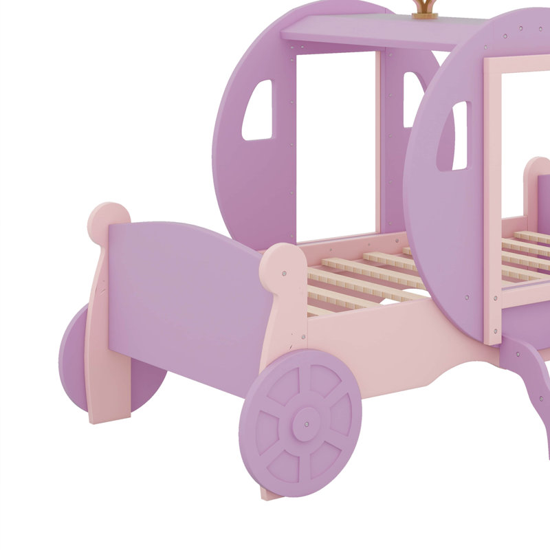 Lit simple de style princesse avec couronne, Mauve / Rose
