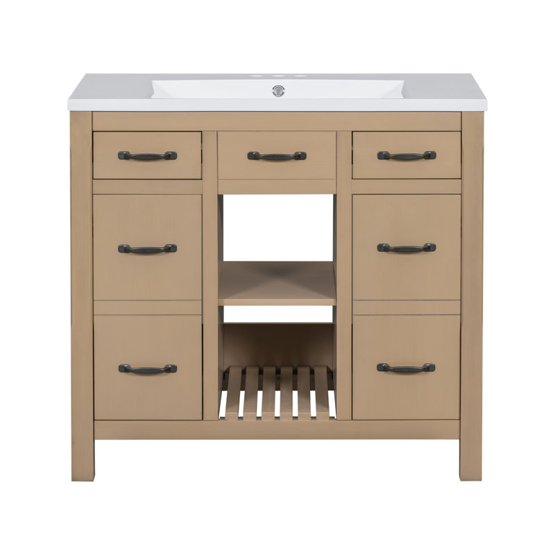 Meuble-lavabo 36 po avec lavabo supérieur, Bois