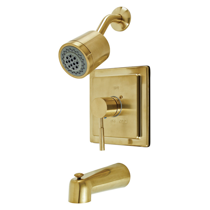 Kingston Brass Concord Single-Handle Pressure Balanced Tub and Shower Faucet, Brushed Brass
