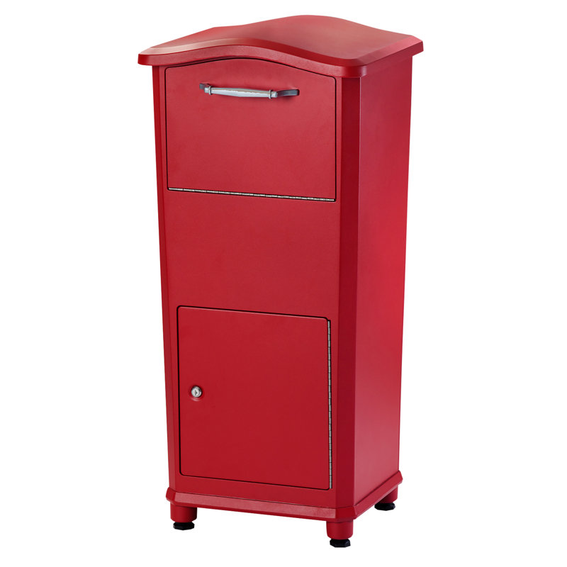 Red Aluminum Lockable Parcel Drop Box with Rotating Drum