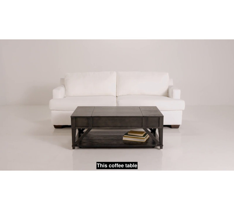 Midnight Oak Brown Rectangular Lift-Top Coffee Table with Storage