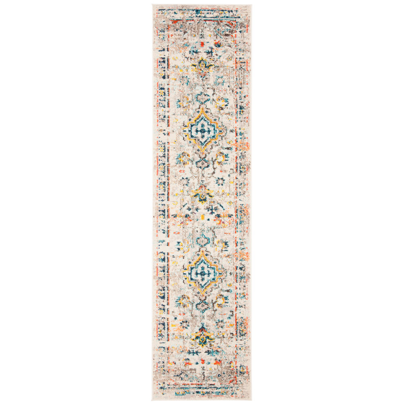 Felty Oriental Cream/Blue Area Rug, Runner 2'2" x 18'
