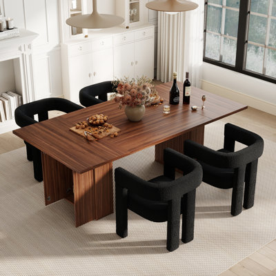 Ensemble de table de salle à manger 78 pouces Farmhouse avec base de rangement et chaises rembourrées en tissu pour 4 à 6 personnes