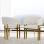 Ensemble de 5 chaises de salle à manger Glam and Luxurious White Boucle rembourrées avec pieds en or poli et accoudoirs-1405708872-1405708873