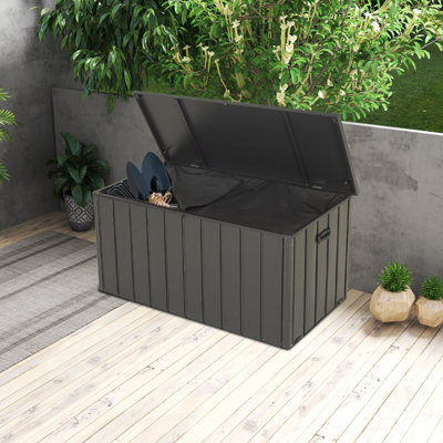 Outdoor and Indoor Metal Storage Deck Box with Lock and Wheels