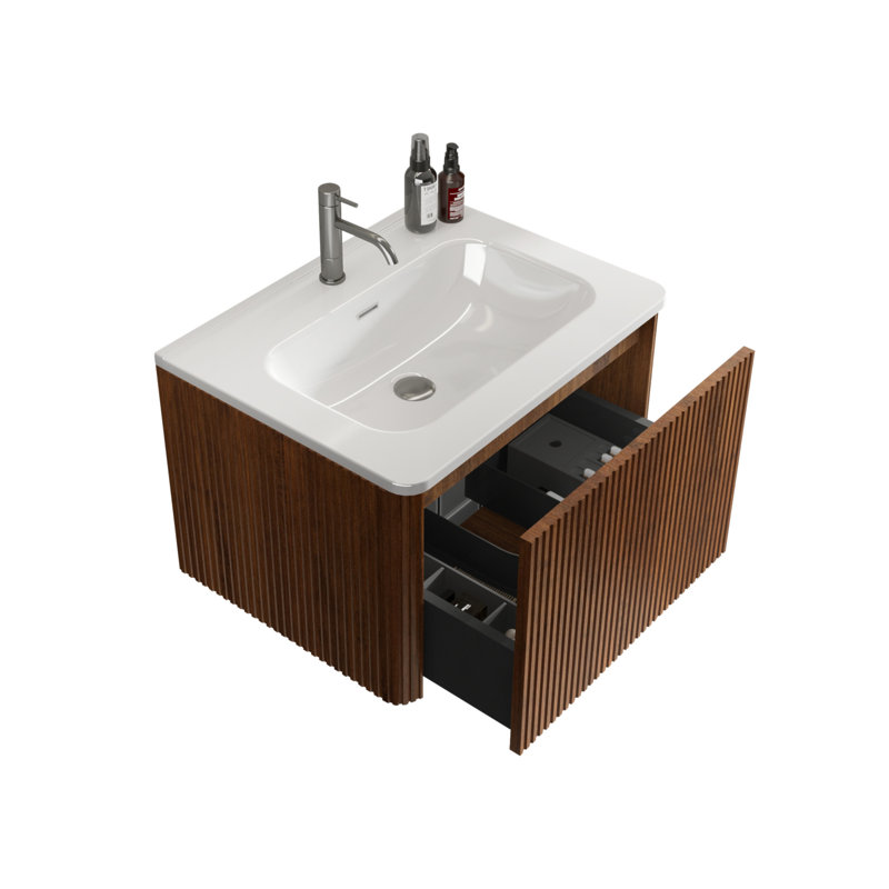 48 24.01'' Single Bathroom Vanity with Top, Walnut