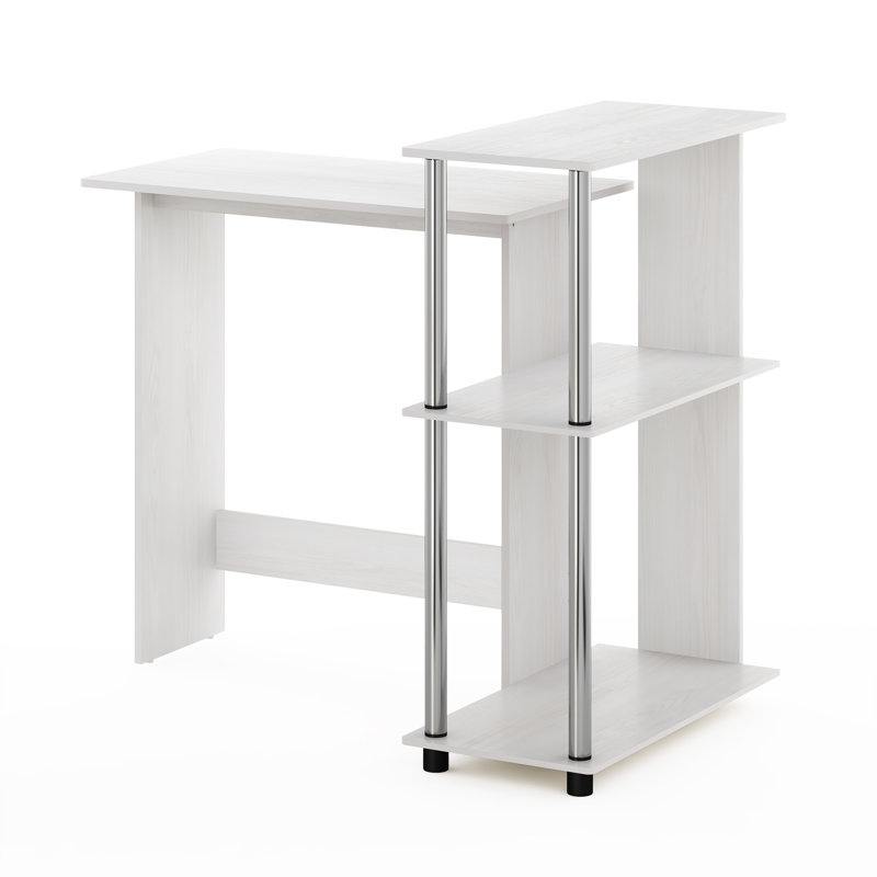 Anselmo Corner Writing Desk, White Oak/Chrome