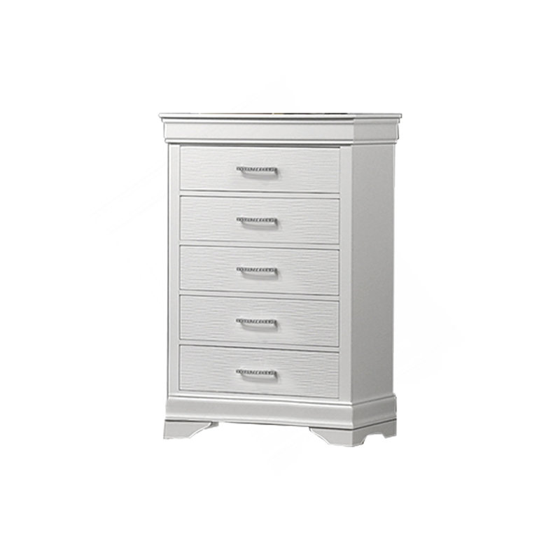 Commode de luxe 1 pièce avec commode blanche pour meubles de chambre à coucher avec poignées spacieuses 5 tiroirs