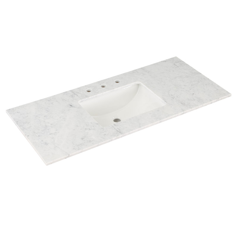 Markham 48'' W Single Vanity, Midnight Black, Carara Marble, Satin Brass