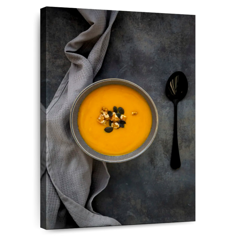Potiron et soupe de patates douces, H 24 po x l 16 po