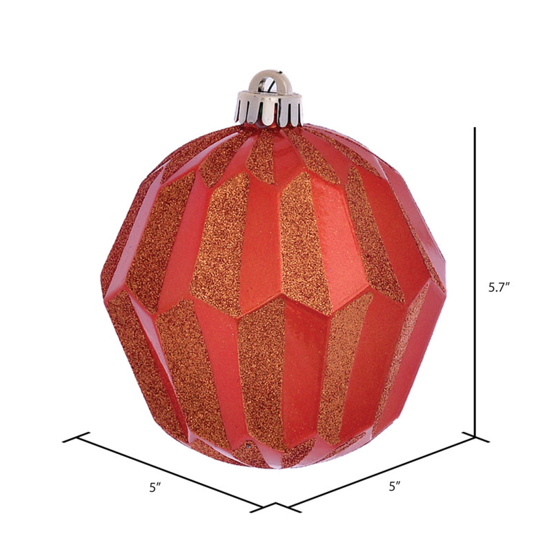 Ornement boule facettée scintillante, Orange bruni