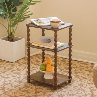 Table d'appoint, petite table de bout avec tablette de rangement, table de chevet moderne pour le salon, la chambre à coucher, le bureau et les petits espaces (brun rustique)