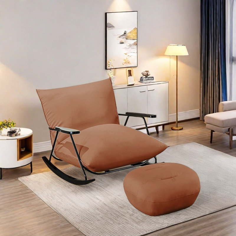 Chaise confortable avec accoudoirs en bois, Orange