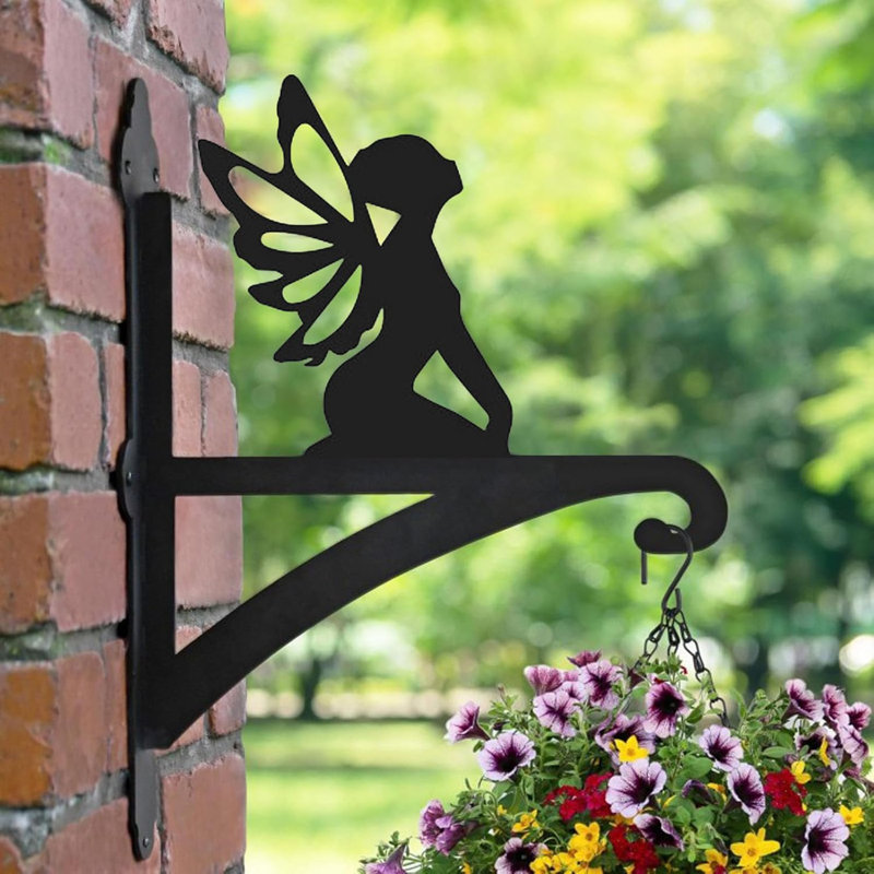 Support de plante en fer robuste et ornemental fée silhouette murale cintres de plantes d'extérieur pour pot de fleur lanterne mangeoire à oiseaux carillons
