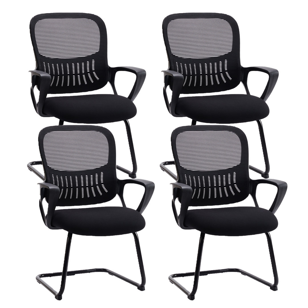Lucuss Mesh Conference Office Chair with Storage (Set of 4) Inbox Zero