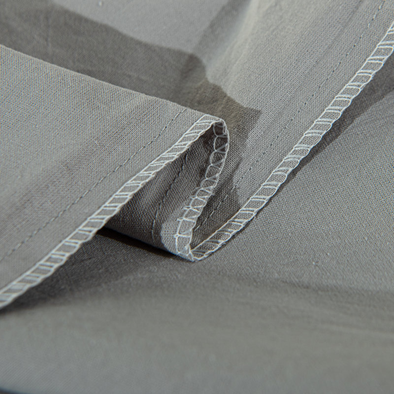 3 Pieces Duvet Cover Set, Washed Cotton Comforter Cover with Zipper Closure - NTBAY, Light Gray, Queen