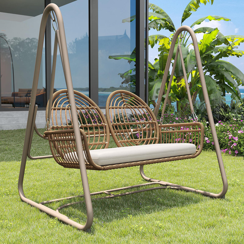 2 Person Porch Swing, Yellow, Beige