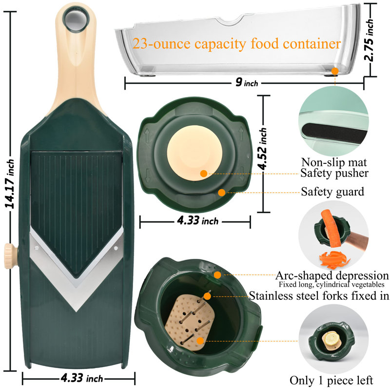 Adjustable Mandoline Slicer For Kitchen,Ultra Sharp V-Blade Vegetable Slicer With Container,Slicer Vegetable Cutter,Julienne Slicer, Potato Slicer For Apple,Onion,Tomato Lemon Slicer