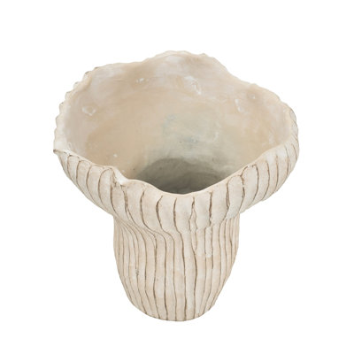 9.3X9x8.7" Sand And Cement Coral Planter With Textured Beige Finish