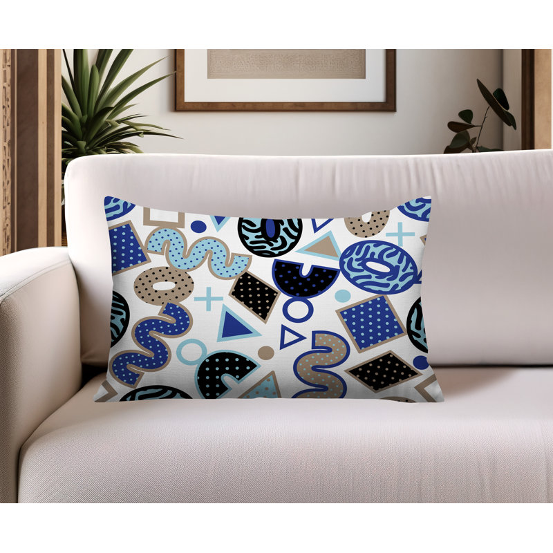 Coussin lombaire intérieur / extérieur Trixel, Rectangle H 18 po x l 25 po, Bleu marine
