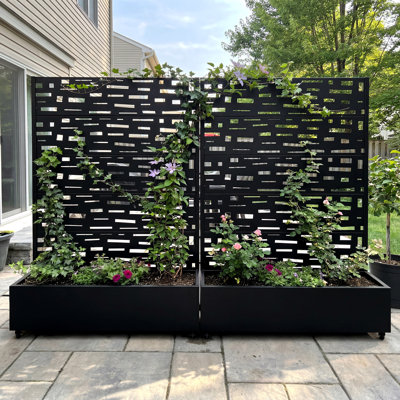 Outdoor Metal Planter Box Raised Garden Beds with Trellis