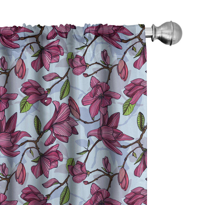 Floral Semi-Sheer Rod Pocket Curtain Panels, 28" x 95"