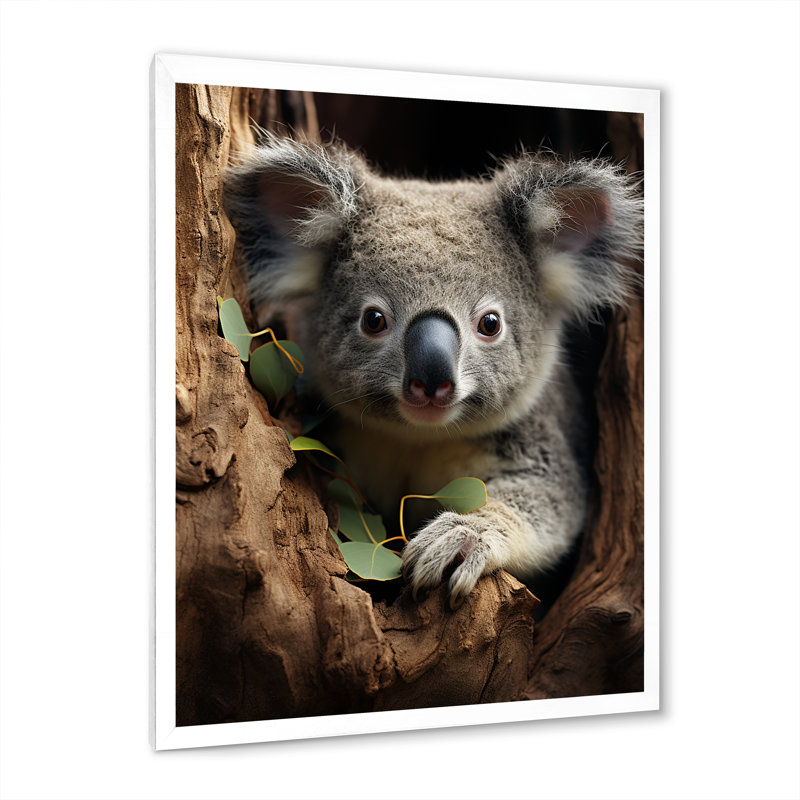 Portrait de koala gris III - impression, H 44 po x l 34 po x P 1,5 po, Toile blanche à cadre unique