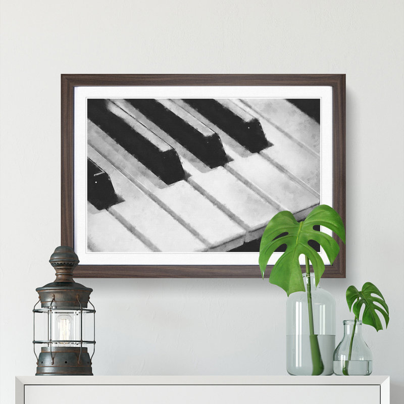 Keyboard Keys - Picture Frame Painting Print, Walnut Framed, 45cm H x 63cm W x 2cm D