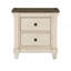 Table de chevet transitionnelle de style rustique 1pc avec 2 tiroirs de mobilier de chambre blanc antique et brun rosé-411340454