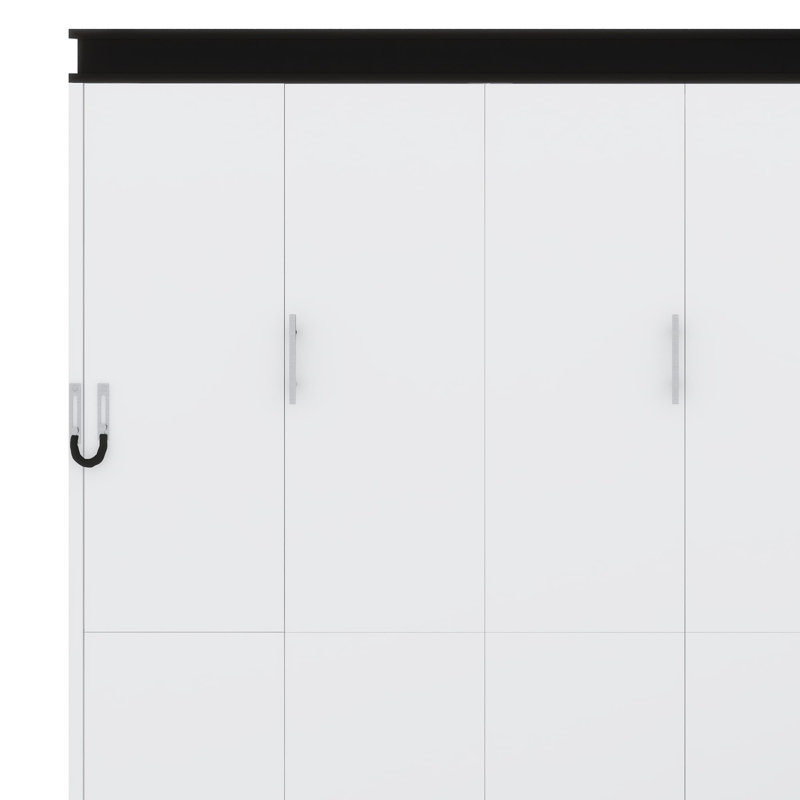 Lit escamotable rabattable avec bureau intégré et tablettes de rangement