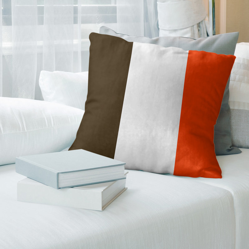 Housse de coussin, 18 po x 18 po, Brun / Orange, Polyester filé