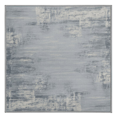 Machine Washable Abstract Grey Area Rug