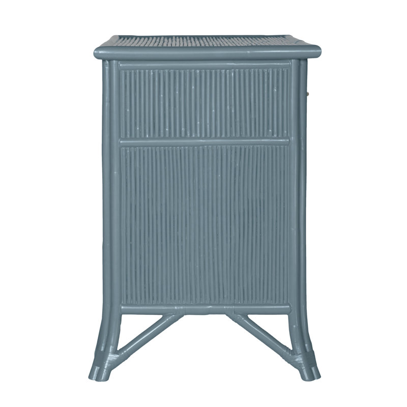 1 - Drawer Rattan Nightstand, Regatta Blue