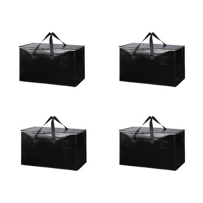  4 Pack Storage Bins with Lids, Heavy Duty Closet Organizers and Storage, Foldable Clothes Storage Bags, Storage Containers for Blanket, Comforter, Pillow, Bedding (Black, 4 Pack)