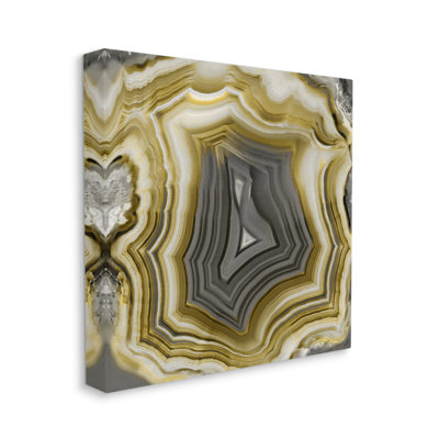Agate, or et cristal gris - impression sur toile tendue