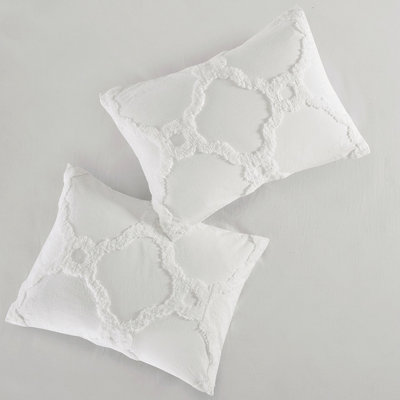 Cotton Chenille King/ King Bedding . Geometric. Fill. 1 Comforter & 2 Shams. . Machine Washable All Season Matching Easy