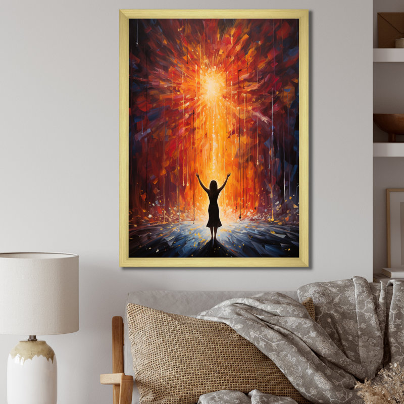 Orange, yoga noir en mouvement, Or, H 20 po x l 12 po x P 1 po