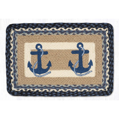  Navy Anchor Printed Oblong Placemat 13"x19" – Nautical Coastal Table Mat
